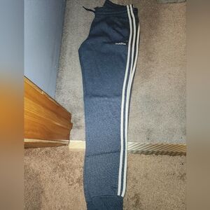 Adidas Blueish Gray Jogger Pants with White Stripes